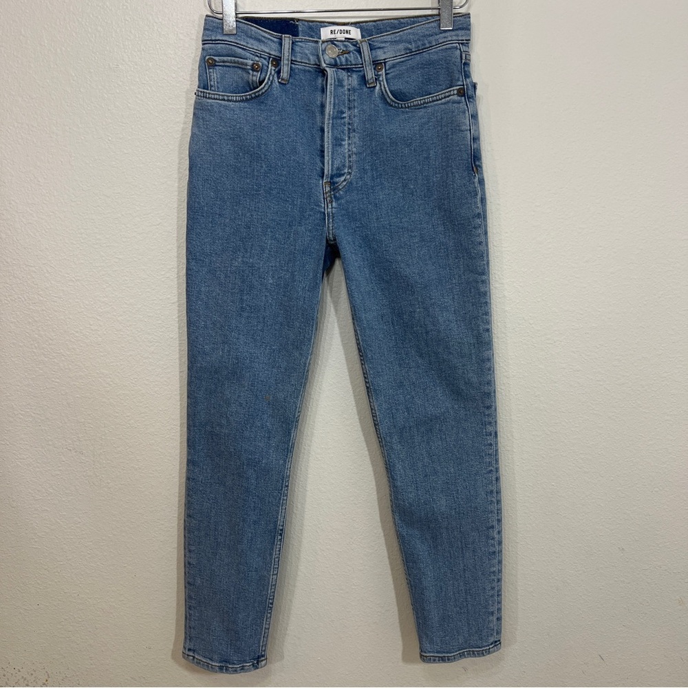 RE/DONE 90s High Rise Ankle Crop Jeans Blue stone wash size 27